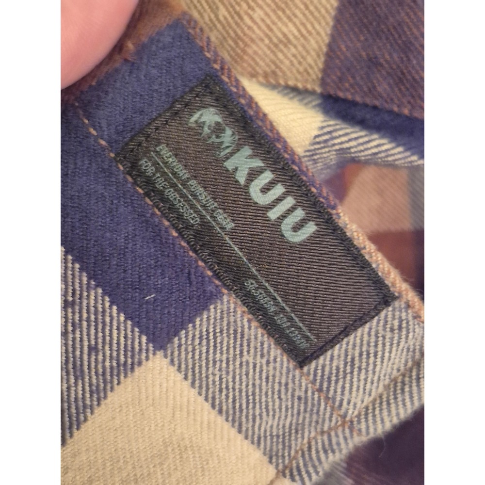Kuiu Mens Plaid Flannel Button Down Shirt Brown Tan Blue Long Sleeve Small - Picture 10 of 14
